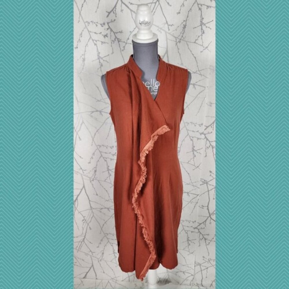 Boo Radley Burnt Orange Ruffle Fringe Midi Dress